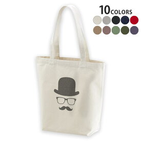 選べる10カラー デザイントートバッグ Msize キャンバス デイパック バッグ エコバッグ 005927 帽子　眼鏡　ひげ