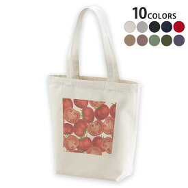 選べる10カラー デザイントートバッグ Msize キャンバス デイパック バッグ エコバッグ 008422 野菜　トマト　赤　レッド　模様