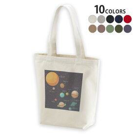 選べる10カラー デザイントートバッグ Msize キャンバス デイパック バッグ エコバッグ 015996 太陽系　宇宙　惑星