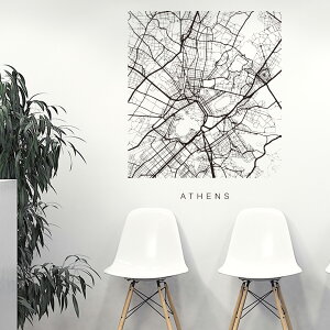 E̓ssMAPV[EH[XebJ[ 90×90cm@wall sticker n} Xg[g}bv street map world cityssn}@En}@050118 Athens, Greece