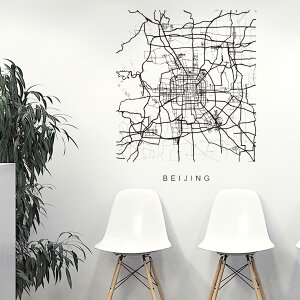 E̓ssMAPV[EH[XebJ[ 90×90cm@wall sticker n} Xg[g}bv street map world cityssn}@En}@050122 Beijing, China
