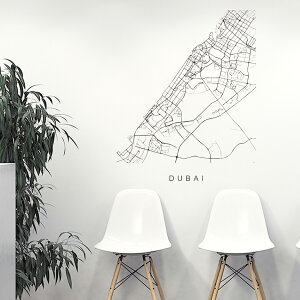 E̓ssMAPV[EH[XebJ[ 90×90cm@wall sticker n} Xg[g}bv street map world cityssn}@En}@050131 Dubai, United Arab Emirates