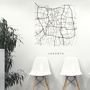 E̓ssMAPV[EH[XebJ[ 90×90cm@wall sticker n} Xg[g}bv street map world cityssn}@En}@050140 Jakarta, Indonesia