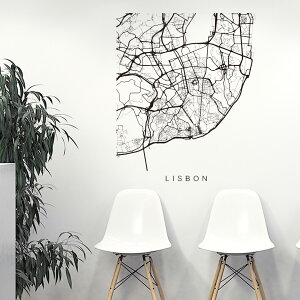 E̓ssMAPV[EH[XebJ[ 90×90cm@wall sticker n} Xg[g}bv street map world cityssn}@En}@050142 Lisbon, Portugal