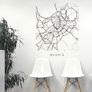 E̓ssMAPV[EH[XebJ[ 90×90cm@wall sticker n} Xg[g}bv street map world cityssn}@En}@050145 Madrid, Spain