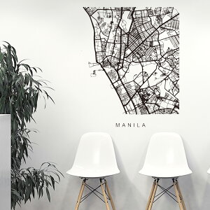 E̓ssMAPV[EH[XebJ[ 90×90cm@wall sticker n} Xg[g}bv street map world cityssn}@En}@050146 Manila, Philippines
