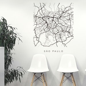 E̓ssMAPV[EH[XebJ[ 90×90cm@wall sticker n} Xg[g}bv street map world cityssn}@En}@050157 Sao Paulo, Brazil