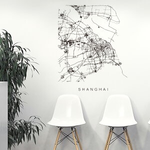 E̓ssMAPV[EH[XebJ[ 90×90cm@wall sticker n} Xg[g}bv street map world cityssn}@En}@050159 Shanghai, China