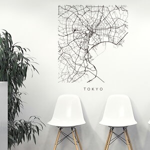 E̓ssMAPV[EH[XebJ[ 90×90cm@wall sticker n} Xg[g}bv street map world cityssn}@En}@050164 Tokyo, Japan
