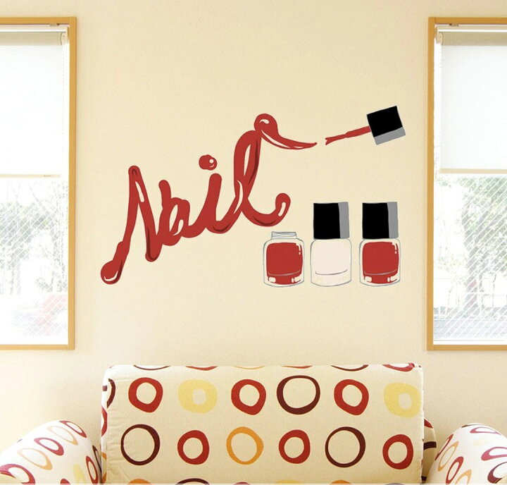 楽天市場 ウォールステッカー 飾り 90 90cm シール式 装飾 おしゃれ 壁紙 はがせる 剥がせる カッティングシート Wall Sticker 雑貨 Diy パーティー イベント 賃貸 00 クール イラスト 赤 レッド ネイル マニキュア サロン ジェル アート ポリッシュ Kabeコレ