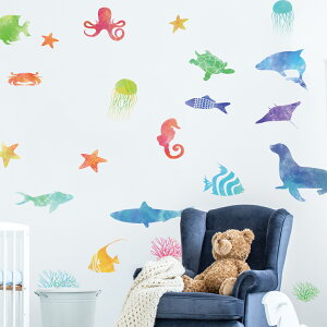 C̐ V[EH[XebJ[  fish sea NW  CJ 邩 ANAE V`  600×1350mm  JbeBOV[g wall sticker G 013047 EH[XebJ[