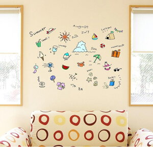 3size����I�ׂ�I�ā��V�[�����E�H�[���X�e�b�J�[�@summer �ċx�� �C 7�� 8�� �J���t�� ���� ���� ������� �ǎ� �������� DIY �v�`���t�H�[�� �p�[�e�B ���� 190×427mm 390×877mm 590×1327mm Ssize Msize Ls