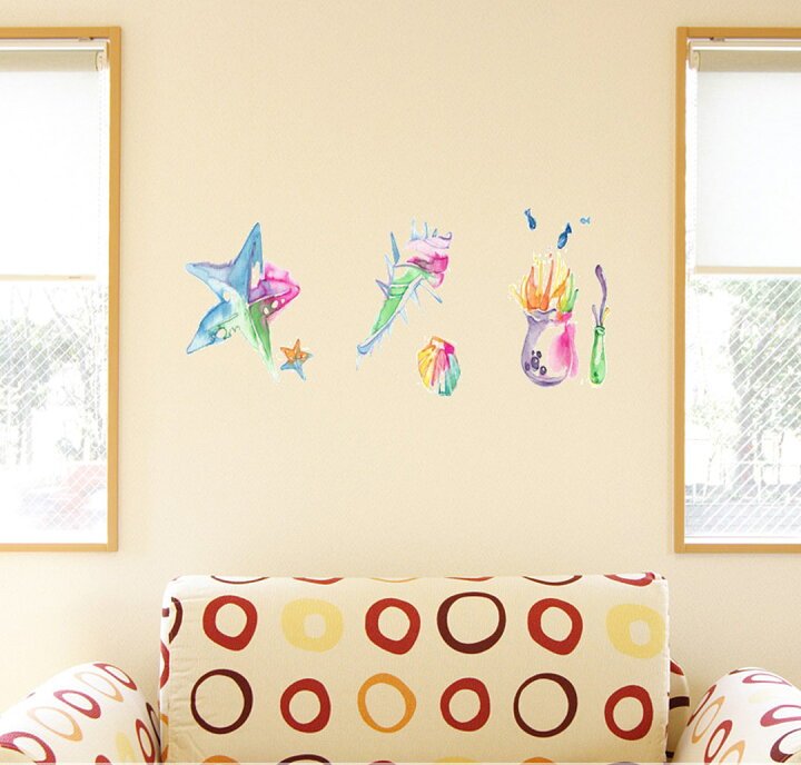 楽天市場 ウォールステッカー 飾り 90 90cm シール式 装飾 おしゃれ 壁紙 はがせる 剥がせる カッティングシート Wall Sticker 雑貨 Diy プチリフォーム パーティー イベント 賃貸 ヒトデ 貝殻 魚 Kabeコレ