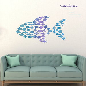 C̐ V[EH[XebJ[  fish sea NW  CJ 邩 ANAE V`  90×90cm  JbeBOV[g wall sticker G