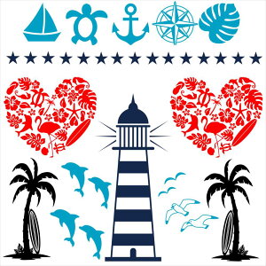 āV[EH[XebJ[ summer ċx Ղ Ђ܂ C z SURF  90×90cm  JbeBOV[g wall sticker G 016551