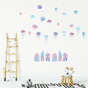 3size����I�ׂ�I�~�J���V�[�����E�H�[���X�e�b�J�[�@�J rainy day rainy season �� �_ �p�X�e�� ������� ���� ���� ������� �ǎ� �������� DIY �v�`���t�H�[�� �p�[�e�B ���� 190×427mm 390×877mm 590×1