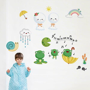 3size����I�ׂ�I�~�J rainy days���V�[�����E�H�[���X�e�b�J�[ 190×427mm 390×877mm 590×1327mm Ssize Msize Lsize �J�G�� �V�C 037067