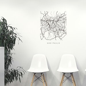 E̓ssMAPV[EH[XebJ[ 60×60cm@wall sticker n} Xg[g}bv street map world cityssn}@En}@050157 Sao Paulo, Brazil