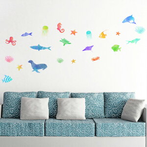 C̐ V[EH[XebJ[  fish sea NW  CJ 邩 ANAE V`  400×900mm  JbeBOV[g wall sticker G 013047 EH[XebJ[