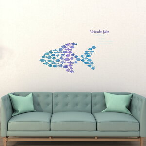 C̐ V[EH[XebJ[  fish sea NW  CJ 邩 ANAE V`  60×60cm  JbeBOV[g wall sticker G