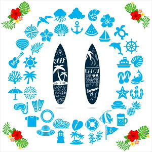 āV[EH[XebJ[ summer ċx Ղ Ђ܂ C z SURF  60×60cm  JbeBOV[g wall sticker G 016571