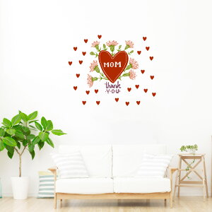母の日☆ シール式ウォールステッカー ウォールステッカー 飾り 60×60cm 壁紙 mothers day カーネーション 花 プレゼント MOM ハート かわいい 017225
