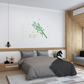 ウォールステッカー 七夕 たなばた 笹 飾り 短冊 飾り 星 天の川 竹 織姫 彦星 400×900mm 七夕飾り 笹　022491