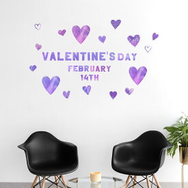バレンタイン☆ シール式ウォールステッカー バレンタイン ウォールステッカー 飾り 400×900mm 紫 ハート　031403