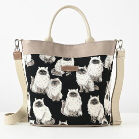 猫柄 2way バッグ ショルダー 丸底 大人可愛い ネコ ねこ ヒマラヤン 上品 職人手作り 完全受注生産 たっぷり容量 軽い 肩が楽 幅広ベルト イタリア革タグ うちの子 猫好き プレゼント 猫グッズ ペット