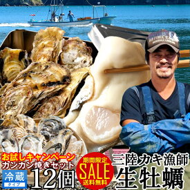 牡蠣 SALE カンカン焼きセット 中サイズ 12個入カキ 生牡蠣 殻付き 生食用 焼きがき用 蒸し焼き 缶入り ガンガン焼き 生ガキ 三陸宮城県産 雄勝湾(おがつ湾)漁師直送 お取り寄せ 産地直送 送料無料 おすすめ 激安 お試しキャンペーン［ 母の日 ギフト 2024］