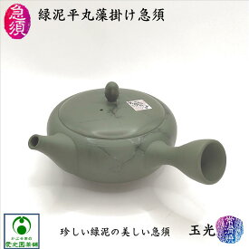 緑泥平丸藻掛け急須 玉光陶園 玉光 玉光窯 伝統工芸士 梅原廣隆 常滑焼 陶器 陶製茶こし 手造り 手作り 日本製 国産 藻掛け模様 藻掛 グリーン 珍しい 希少 本格急須 洗いやすい 使いやすい お洒落 趣き 上品 セラメッシュ 緑色 落ち着き 癒し リラックス ギフト プレゼント