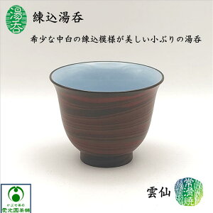 練込湯呑 ゆのみ 湯呑み 練込模様 雲仙 常滑焼 陶器 中白 手作り 手造り 煎茶碗 玉露碗 反茶碗 和風 伝統技法 おしゃれ お洒落 趣き 作家物 日本製 国産 おうちカフェ 上品 黒泥 朱泥 緑泥 上
