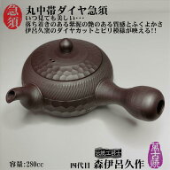 丸中帯ダイヤ急須 森伊呂久 四代目伊呂久 伊呂久窯 伝統工芸士 萬古焼 陶器 陶製茶こし ダイヤカット 光…