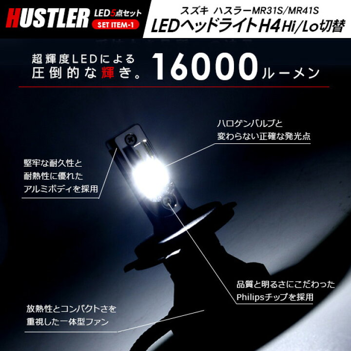 楽天市場】ハスラー MR31S 41S LEDパーツ 5点セット ヘッドライト 