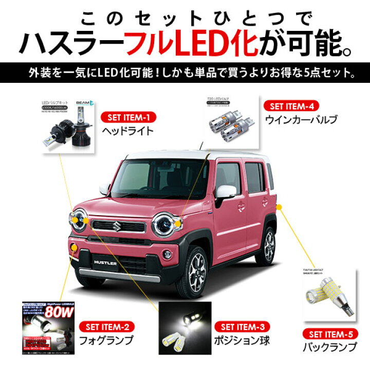 楽天市場】ハスラー MR31S/41S LEDパーツ 5点セット ヘッドライト 