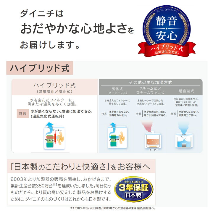 楽天市場】ダイニチ ハイブリッド式加湿器 PC TYPE 温風気化式 大容量 