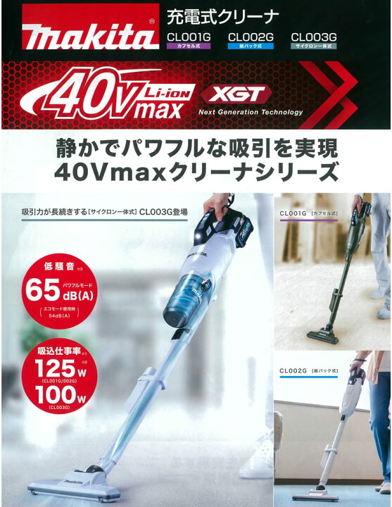楽天市場 マキタ コードレス掃除機 充電式クリーナ サイクロン一体式 本体のみ 40vmaxリチウムイオンバッテリ 充電器 別売 お取り寄せ Makita Cl003gz カデココ 家電とギフトの専門店