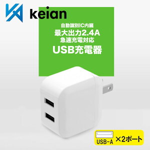 USB-ACA_v^ 2|[g Type-A [d }[d USB Type-A [dy[֑Ή |Xgzy݌ɂzUSB[d 2|[g keian KSPT-24-WH zCg