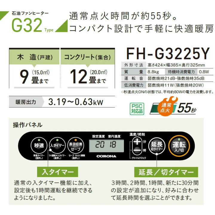 楽天市場】コロナ 石油ファンヒーター 木造 9畳まで コンクリート 12畳 