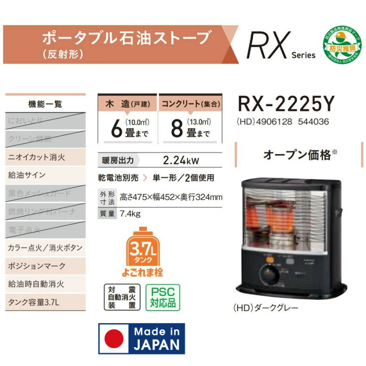 楽天市場】コロナ RXシリーズ 石油ストーブ 反射式 木造6畳 コンクリ8 