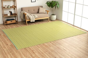 イケヒコ ラグ カーペット 1畳 い草調 本間 約95.5×191cm 4色カラー グリーン ベージュ ブラウン ネイビー 汚れや傷に強い い草ござ風 長方形【敷物 単品 バルカン】【メーカー倉庫より直送】