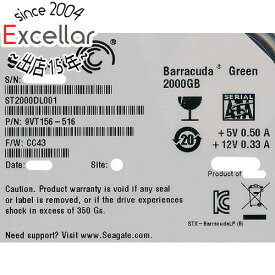 【いつでも2倍！5．0のつく日は3倍！1日も18日も3倍！】【中古】SEAGATE製HDD ST2000DL001 2TB SATA600 5900 500～1000時間以内