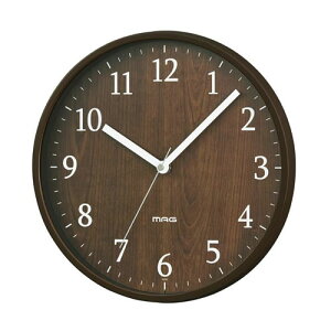 ノア精密【単三形乾電池一本別売】MAG 掛時計 梓(アズサ) ブラウン色 W-742BR-Z【連続秒針】