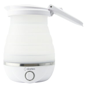 ドリテック【dretec】0.6L トラベルケトル ホワイト 折りたためるケトル 100〜240Vまで対応 PO-168WT【PO-168】