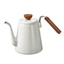 ハリオ【キッチン雑貨】ボナ・琺瑯ドリップケトル 800mL BDK-80-W【IH・直火OK】注ぎ口が細い