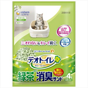 ユニ・チャーム【ペット用品】 デオトイレ 飛び散らない緑茶・消臭サンド4L P-4520699680759【ユニチャーム】