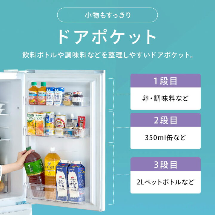 楽天市場】冷蔵庫 一人暮らし スリム 2ドア 新生活 単身 静音 右開き 