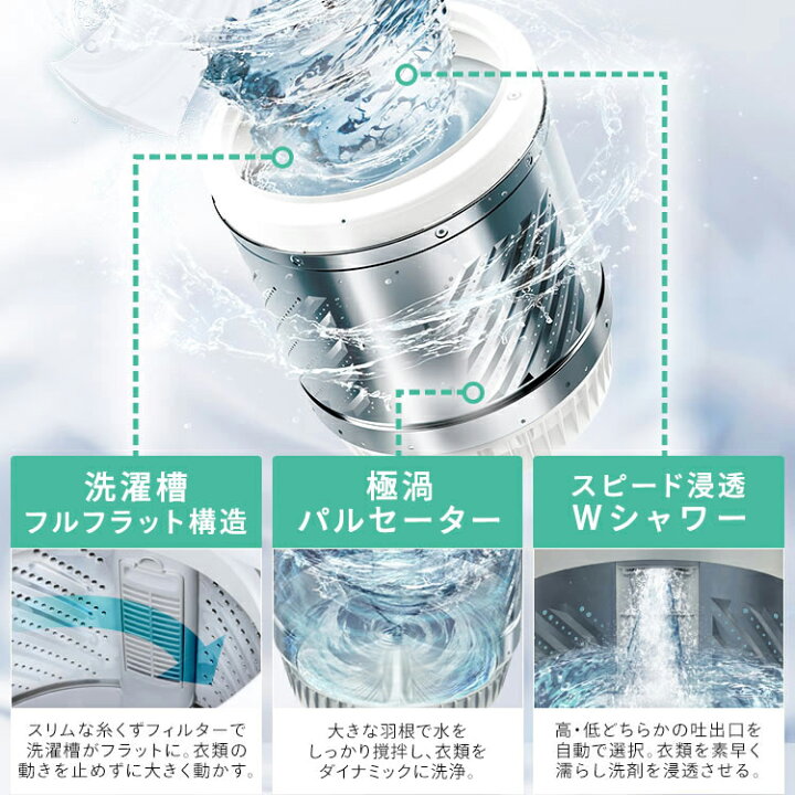 楽天市場】＼設置無料キャンペーン中／洗濯機 8kg 8キロ 縦型 全自動 