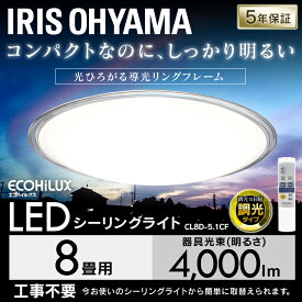 【期間限定★15%OFF！】【2個セット】シーリングライト おしゃれ 8畳 LED 調光 クリアフレーム アイリスオーヤマ 送料無料 天井照明 リビング ダイニング 寝室 電気 一人暮らし 薄型 リモコン付き メタルサーキットシリーズ CL8D-5.1CF [2406SO]