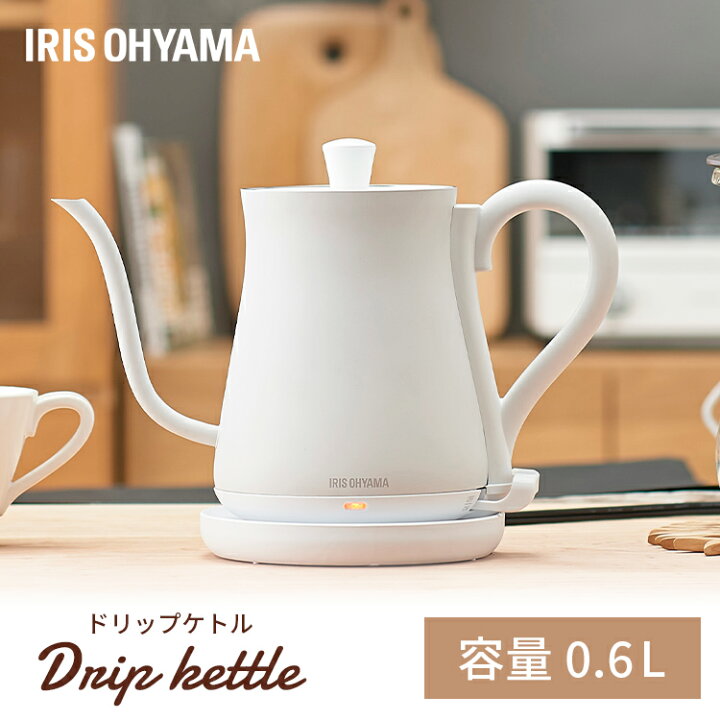 楽天市場 電気ケトル 細口 600ml ドリップケトル アイリスオーヤマ 電気ポット 0 6l ポット シンプル おしゃれ 電気やかん 湯沸かしケトル 湯沸かし器 空焚き防止 スリムノズル 北欧 コーヒー用 プレゼント ギフト ホワイト 白 Ike C600 W ショッピングランド でんでん